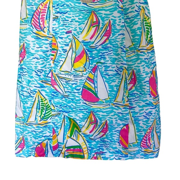 Lilly Pulitzer Dress Janice Shift Gold Mini Beach You Gotta Regatta 4 EUC - Picture 2 of 6